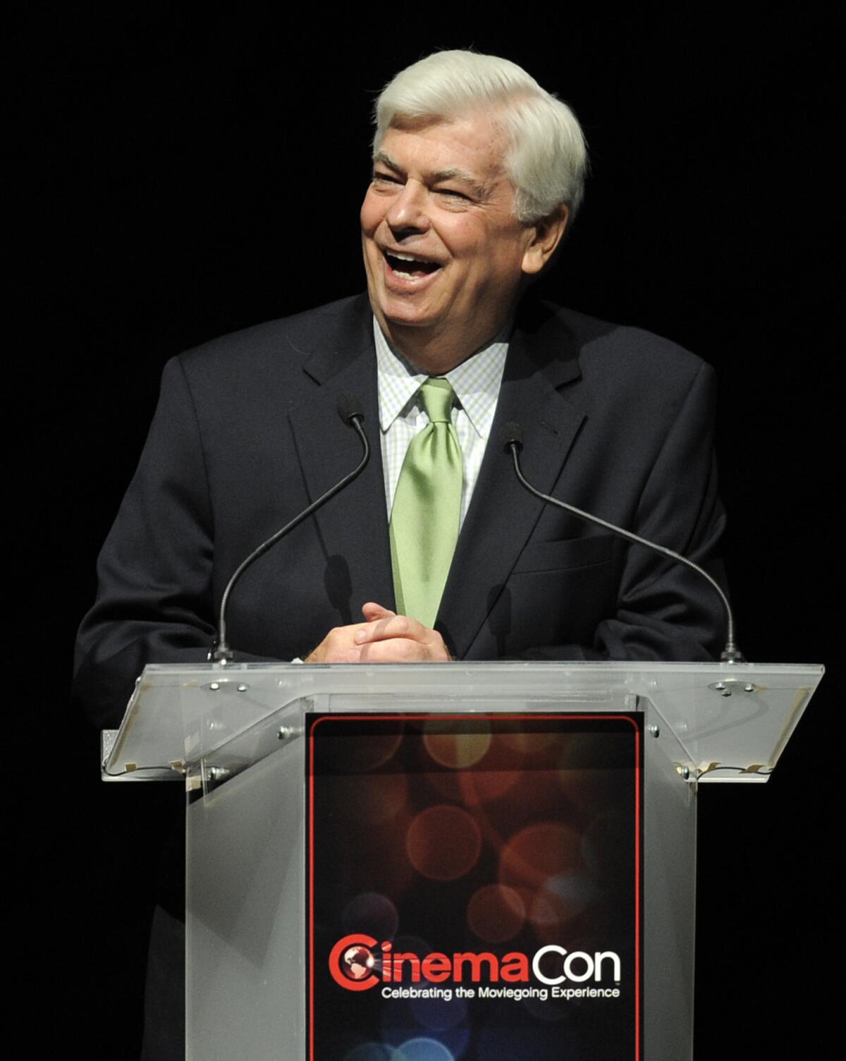 Former U.S. Sen. Chris Dodd and current chairman and CEO of the Motion Picture Assn. of America addresses the crowd at CinemaCon 2011 in Las Vegas.