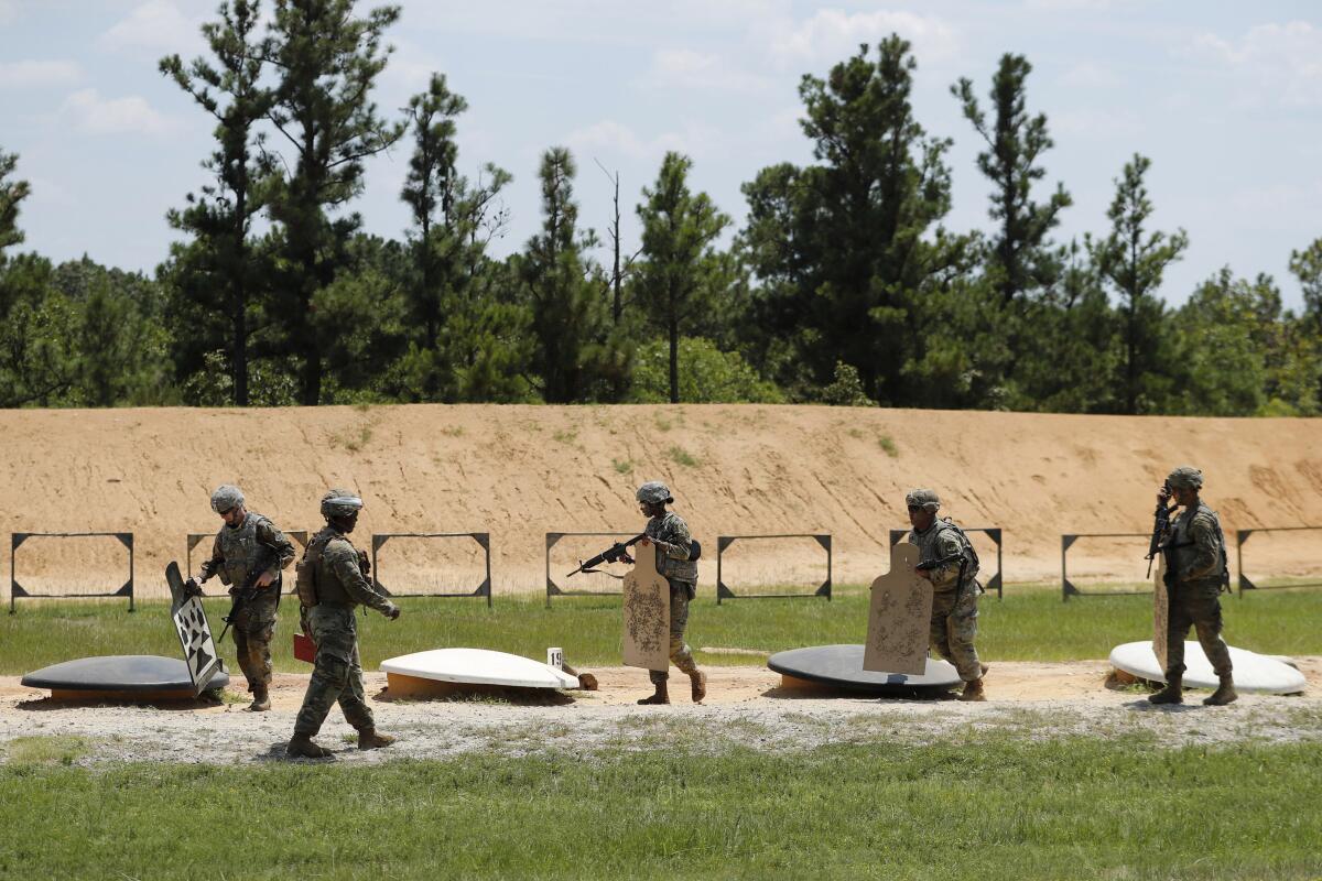 Soldiers on a firing range at Ft. Bragg. 