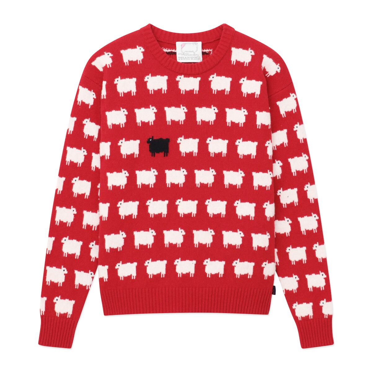 A photo of a sheep sweater from Rowing Blazers.