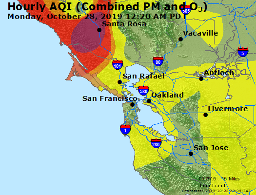 A time lapse of Bay Area air quality on Monday, October 28