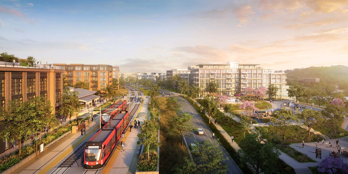 A rendering of the Riverwalk transit station along San Diego's Green Line.