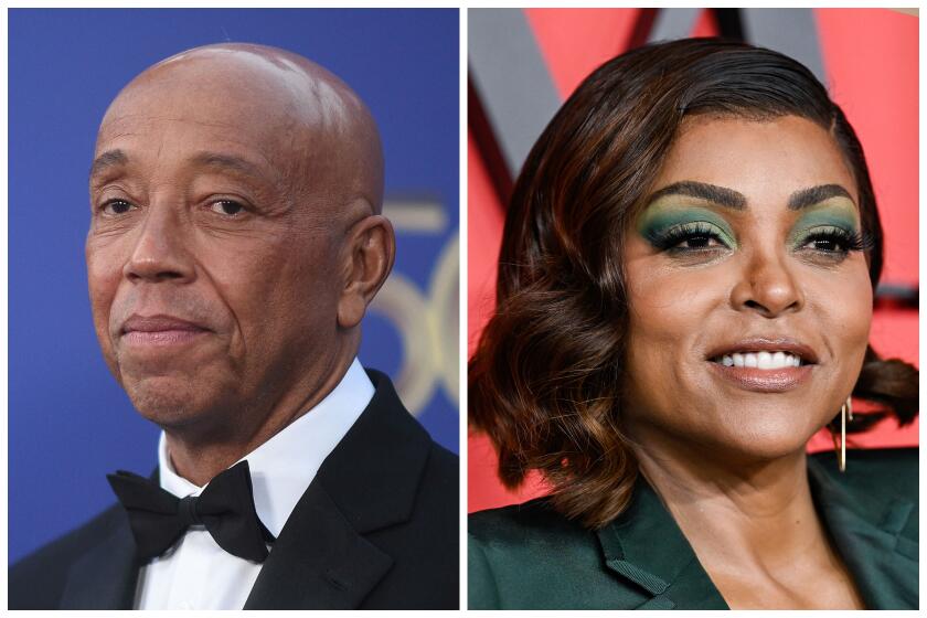 Left, Russell Simmons arrives at the City of Hope Spirit of Life Gala on Wednesday, Oct. 18, 2023, at the Pacific Design Center in West Hollywood, Calif. Right, Taraji P. Henson attends the Time100 Gala, celebrating the 100 most influential people in the world, at Frederick P. Rose Hall, Jazz at Lincoln Center on Thursday, April 25, 2024, in New York. (Photo by Richard Shotwell/Invision/AP, Evan Agostini/Invision/AP)