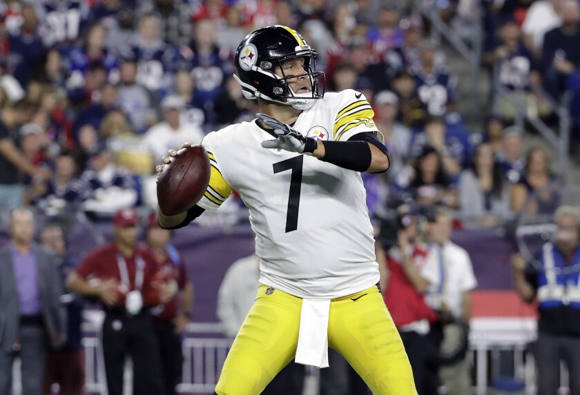 Pittsburgh Steelers quarterback Ben Roethlisberger passes against the New England Patriots on Sept. 8.