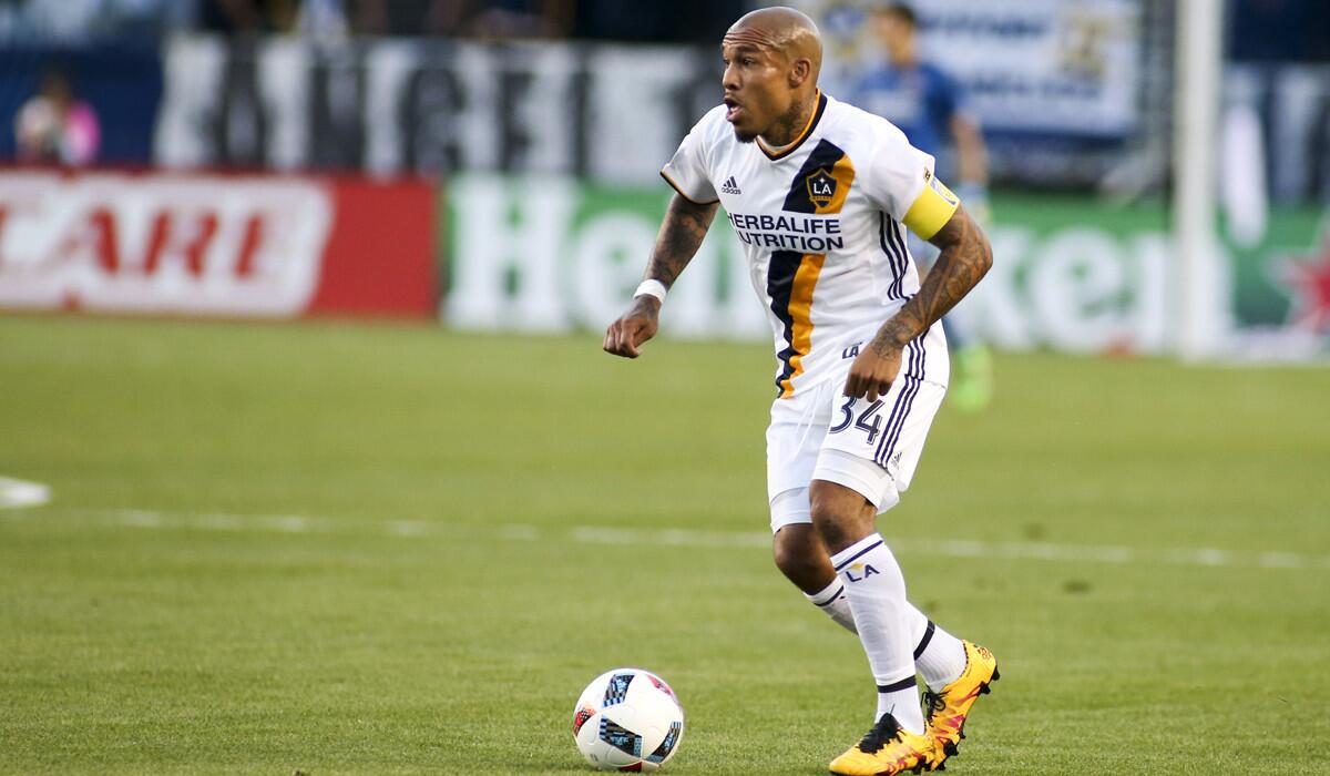 Nigel de Jong is seen in action against the Portland Timbers on April 10.