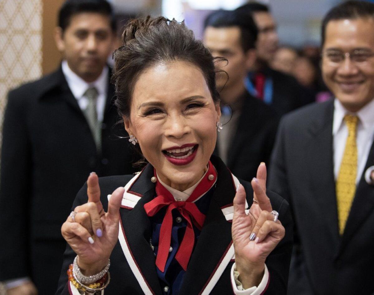 Ubolratana Mahidol, sister of Thailand's king, shown here at a tourism fair in Germany, was briefly a candidate for Thai prime minister until her brother called her entry into politics "inappropriate."