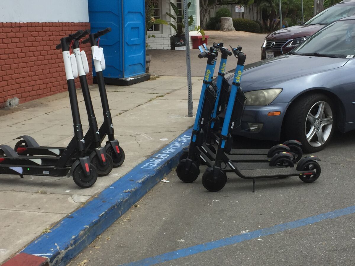 The Skip scooter used for this ride was improperly staged in a disabled parking spot on Cuvier Street.