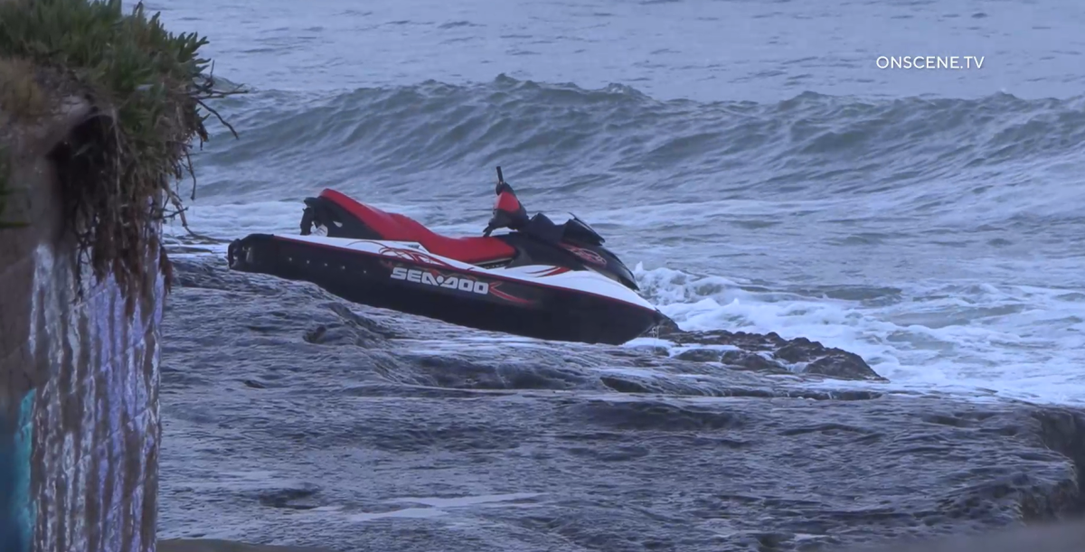A personal watercraft was found on a reef in Ocean Beach on March 6.