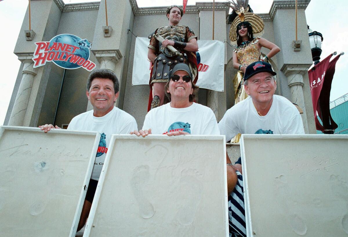 Frankie Avalon, left, Fabian, center, and Bobby Rydell