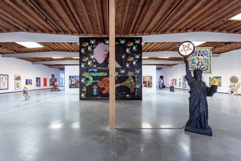 An installation view of the group show "All of Them Witches" at Jeffrey Deitch in Hollywood. The exhibition, a group show organized by painter Laurie Simmons and independent curator Dan Nadel, closed prematurely due to the coronavirus lockdown.