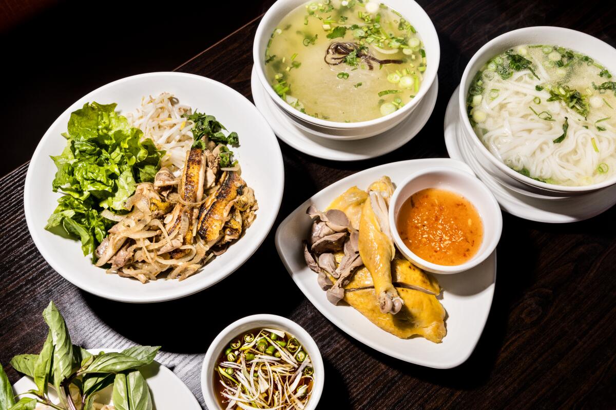 Pho Dakao (L to R) Pho Ga Kho - Dry-Rice noodles with Stir-fried Chicken Mien Ga di bo - Glass Noodles with Free-Range Chicken Pho Ga di bo - Rice noodles with Free-Range Chicken