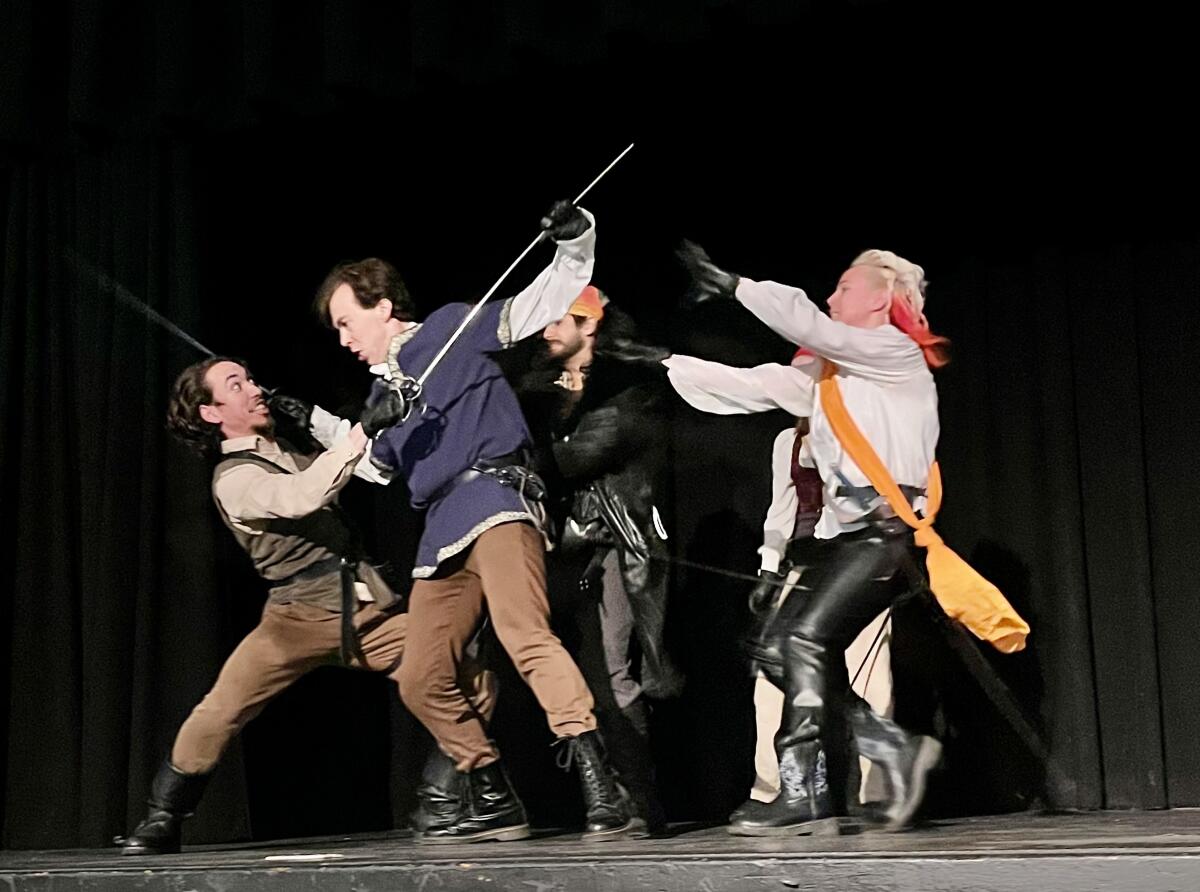 Swordplay in "Pirates of Hamlet" at the San Diego International Fringe Festival.