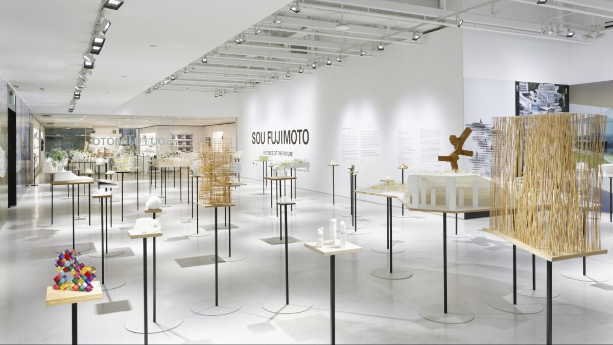 An installation view of Sou Fujimoto's "Futures of the Future" at Japan House Los Angeles.