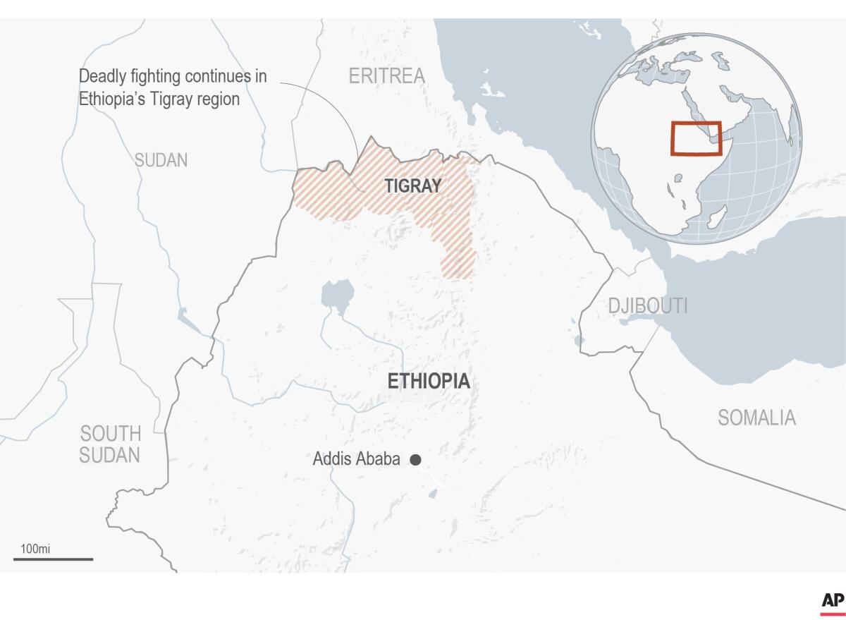 A map showing the Tigray area in northern Ethiopia.