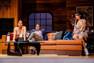 Lana Parrilla, from left, Carlos Gomez, and Isabella Gomez in "One of the Good Ones" at Pasadena Playhouse.