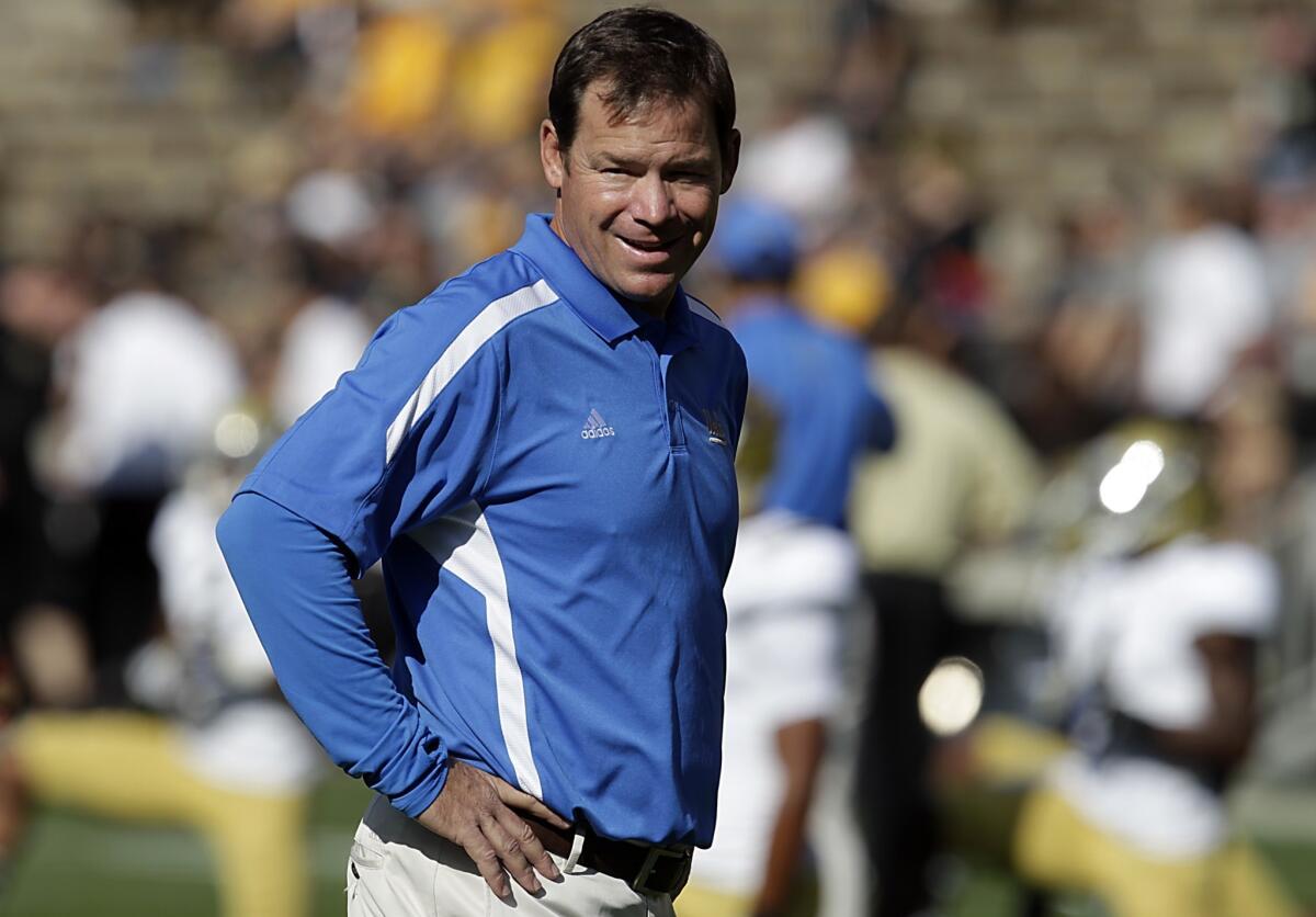 UCLA Coach Jim Mora likes a little classic rock with his football.