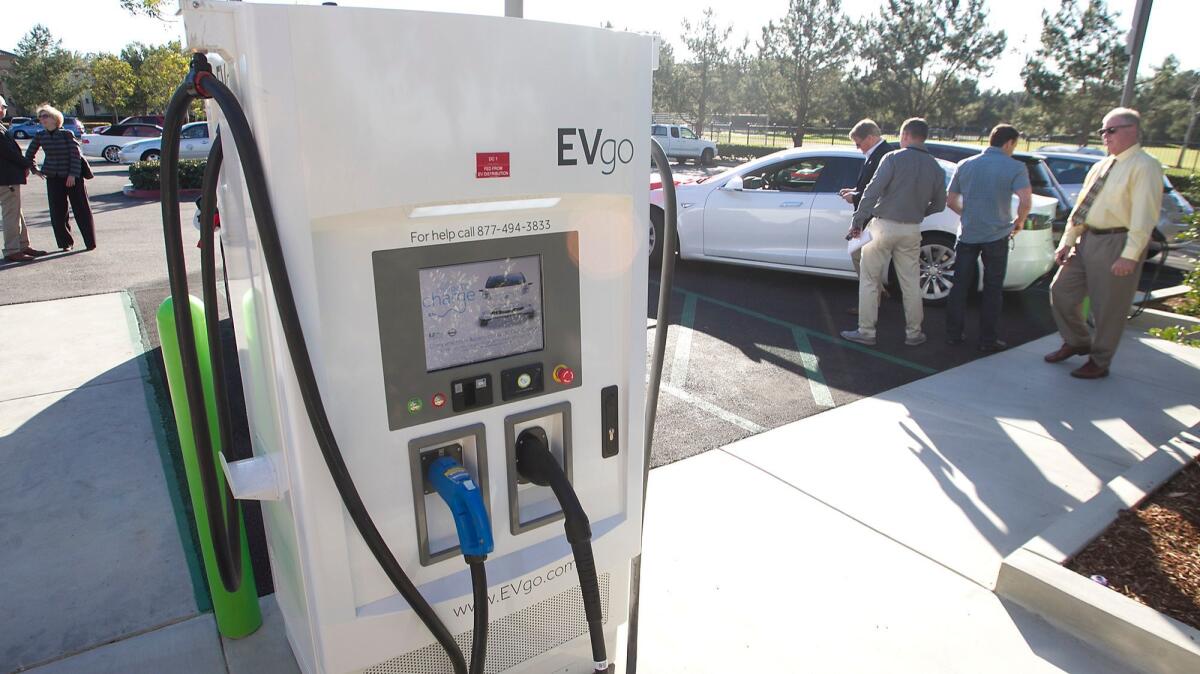 This is one of the seven new electric vehicle charging stations unveiled Tuesday at the Newport Coast Community Center.