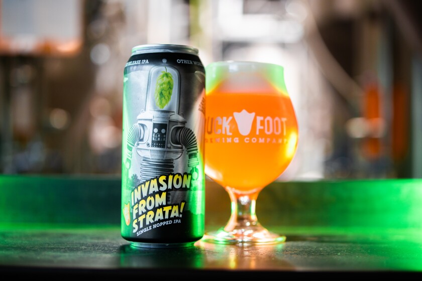 Invasion From Strata! is a single hopped IPA from Duck Foot Brewing Company