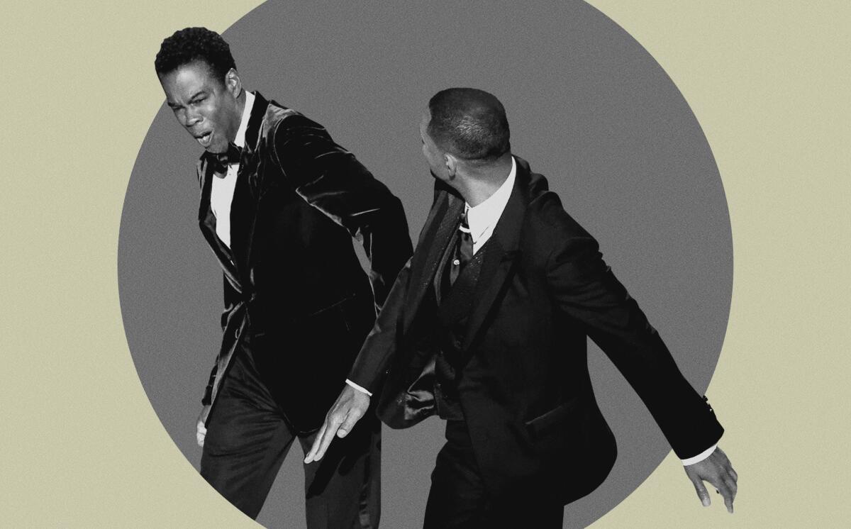 Photo illustration featuring Will Smith slapping Chris Rock