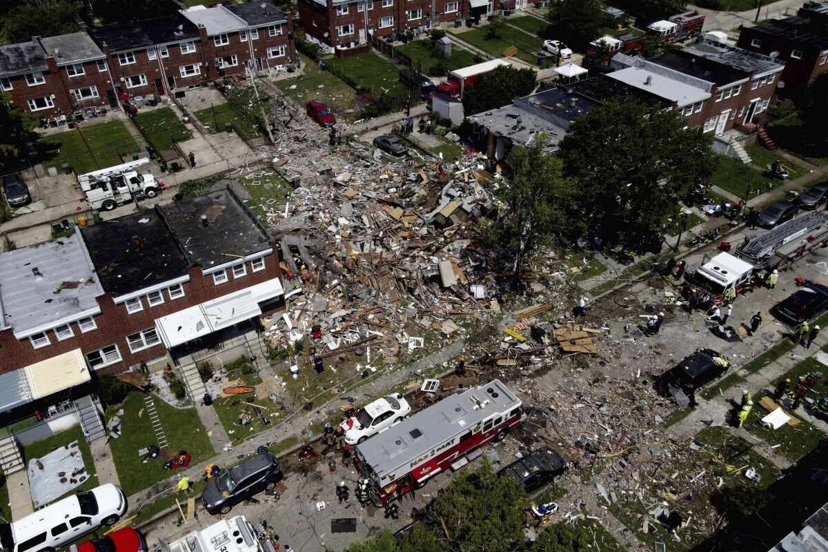 An explosion in Baltimore leveled several homes.
