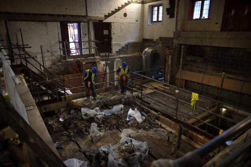 A view of construction on the new indoor venue at Shakespeare's Globe that will be named after the company's late founder, the American actor-director Sam Wanamaker. The stage is expected to open in early 2014.