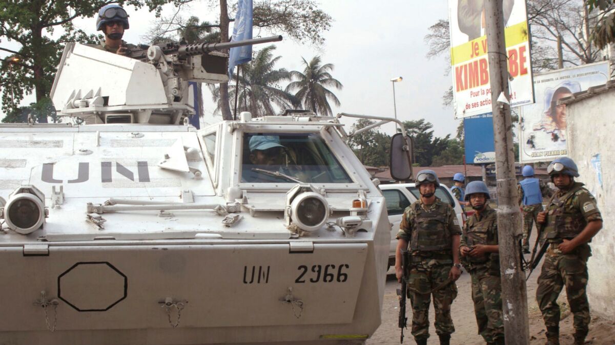 U.N. troops patrol Kinshasa, Democratic Republic of Congo on Aug. 22, 2006.