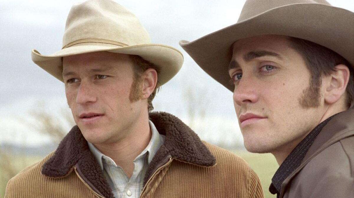 Heath Ledger, left, and Jake Gyllenhaal, in a scene from "Brokeback Mountain." The cowboy love story was inducted into the Library of Congress' National Film Registry.
