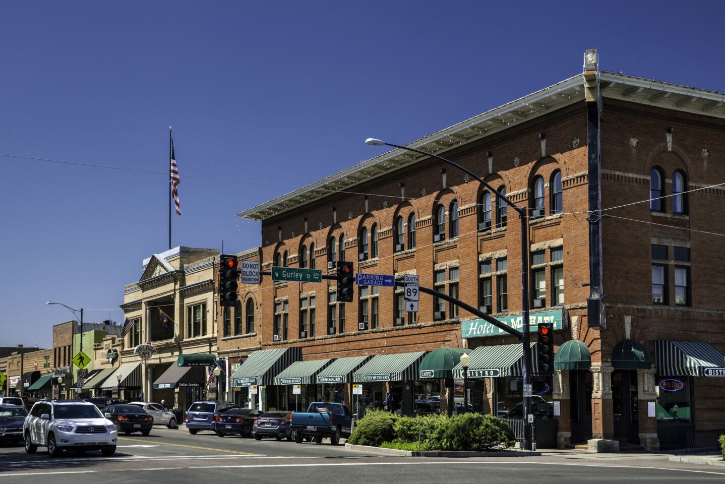 Hotel St. Michael is on Whiskey Row, which is lined with Old West-themed hotels and saloons.