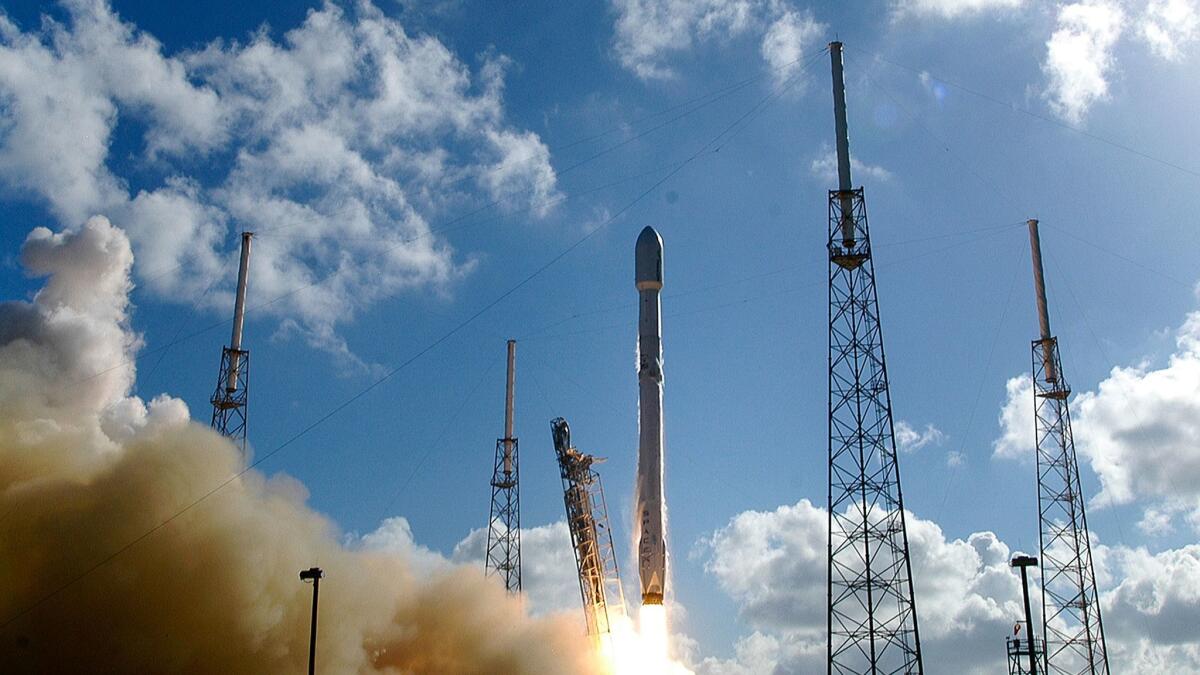 A SpaceX Falcon 9 rocket lifts off from Cape Canaveral Air Force Station in Florida on May 27.