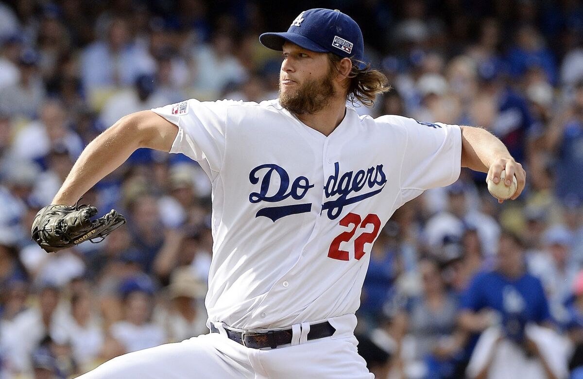The Dodgers' Clayton Kershaw pitches against the Cardinals.