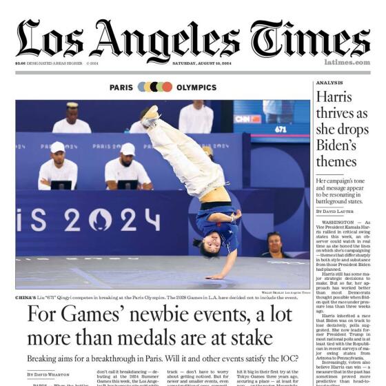 Front Page of Today's L.A. Times