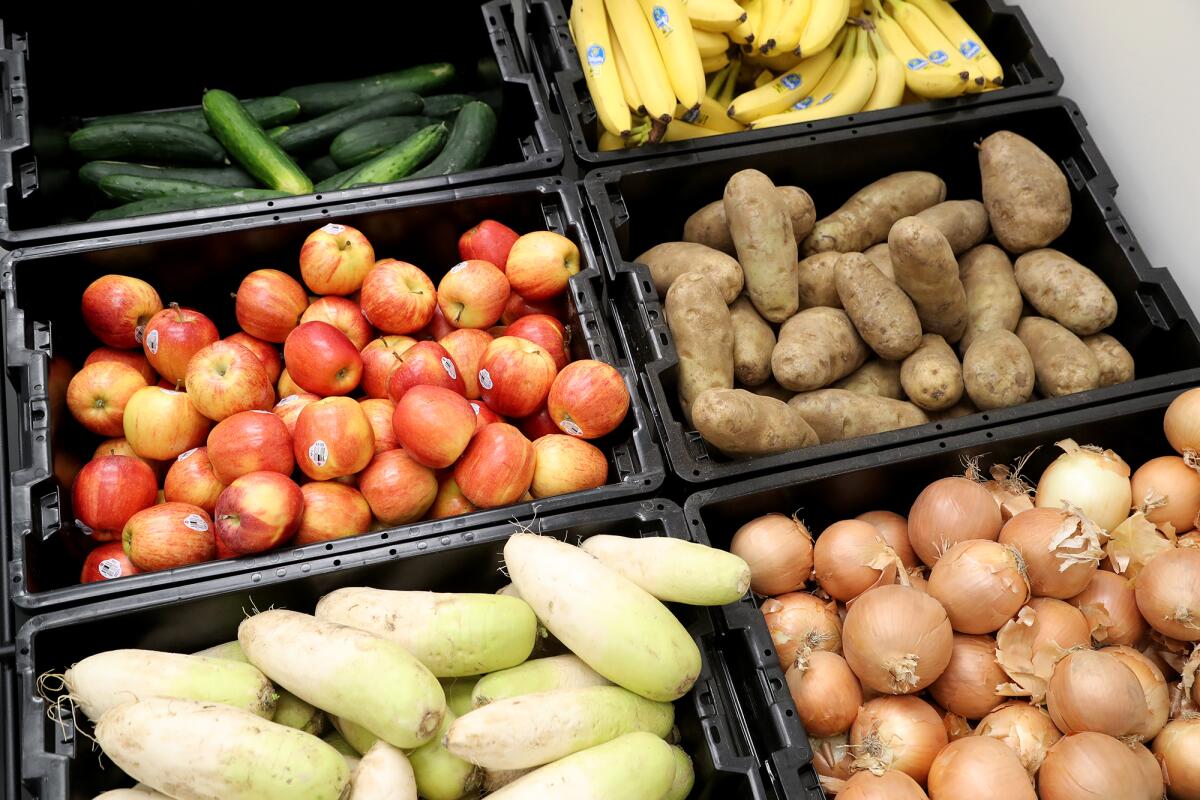 Fresh fruits and vegetables available at the newly opened Titan Student Union food pantry at Cal State Fullerton.