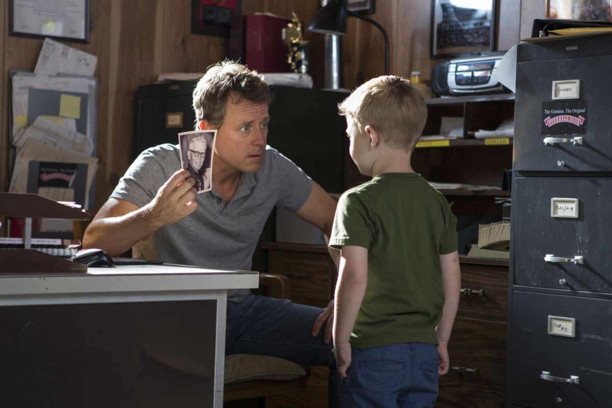 Greg Kinnear, left, and Connor Corum in "Heaven Is for Real."