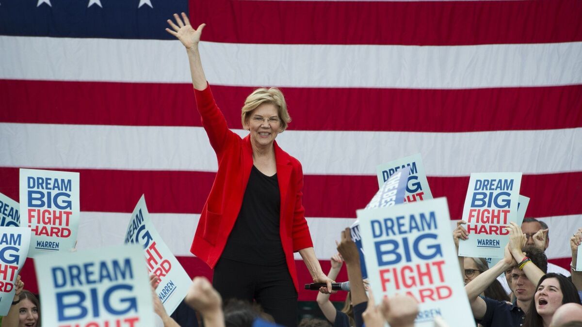 Elizabeth Warren is gaining support with detailed plans on universal child-care, opioid addiction and abortion rights, in addition to her calls for regulating big banks and the market.