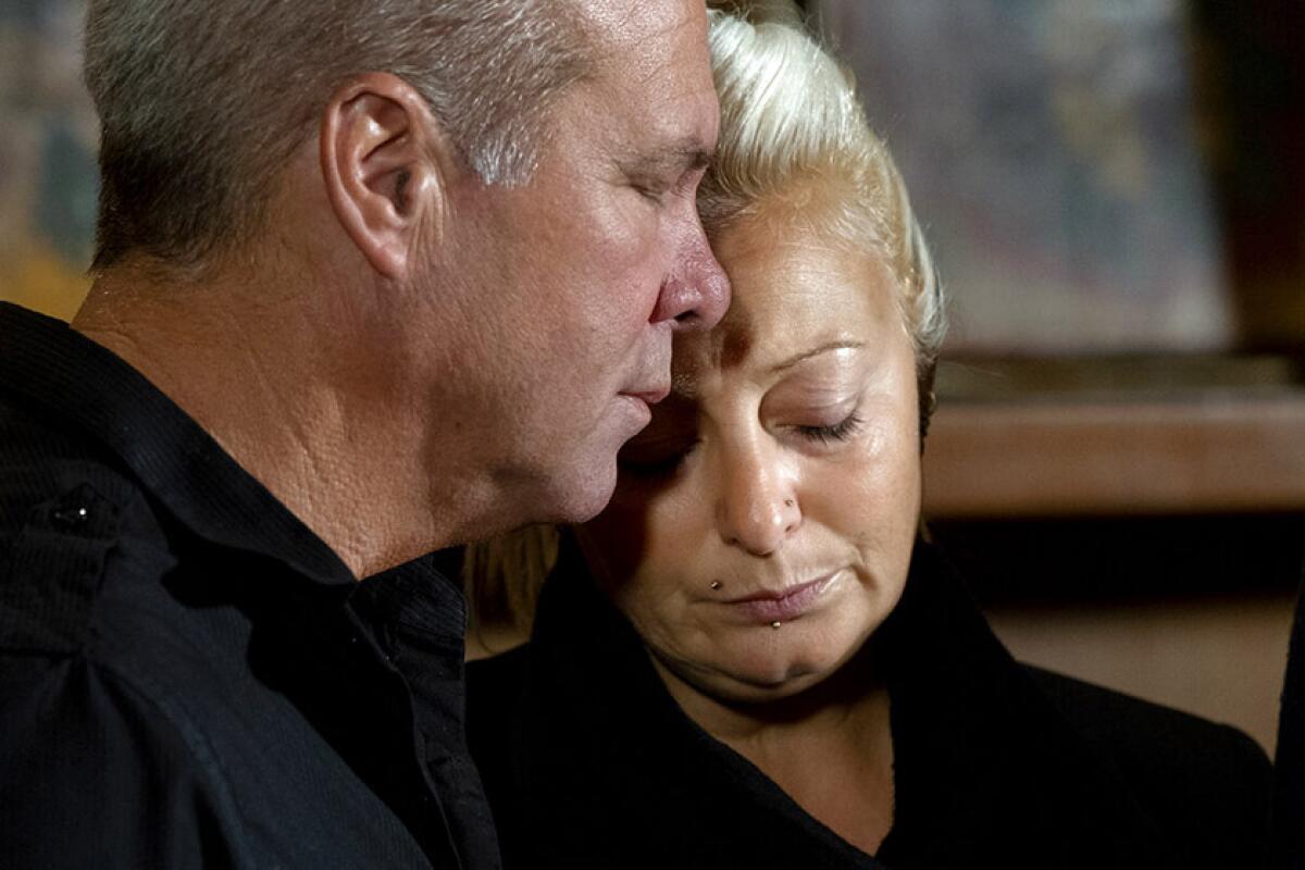 Charlotte Charles, mother of Harry Dunn, during a news conference Oct. 14 in New York. Dunn, 19, was killed in an August collision in England.