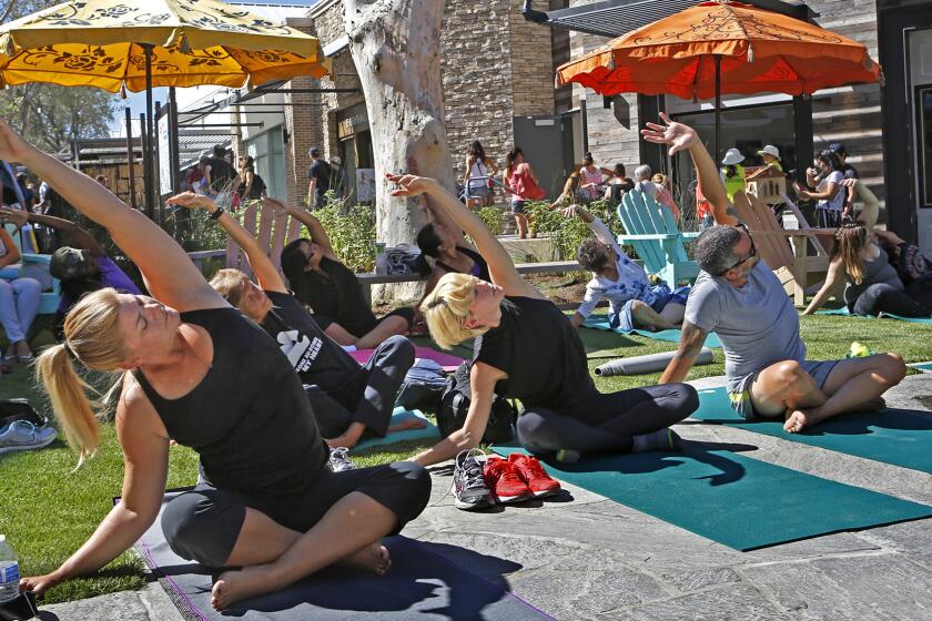 A yoga class at the retail center.