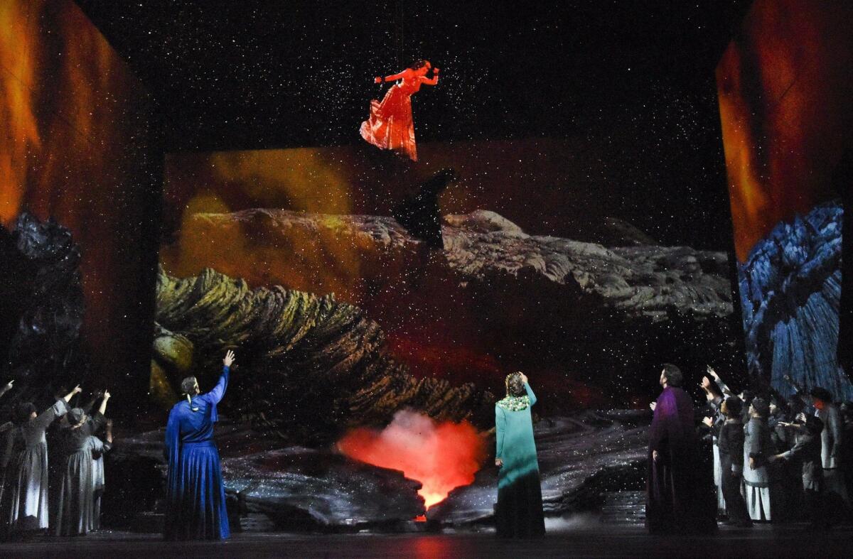 A dazzling scene from “Rosa Dolorosa, Figlia di Pompei” the opera within the San Diego Opera production of “Great Scott.” Karen Almond
