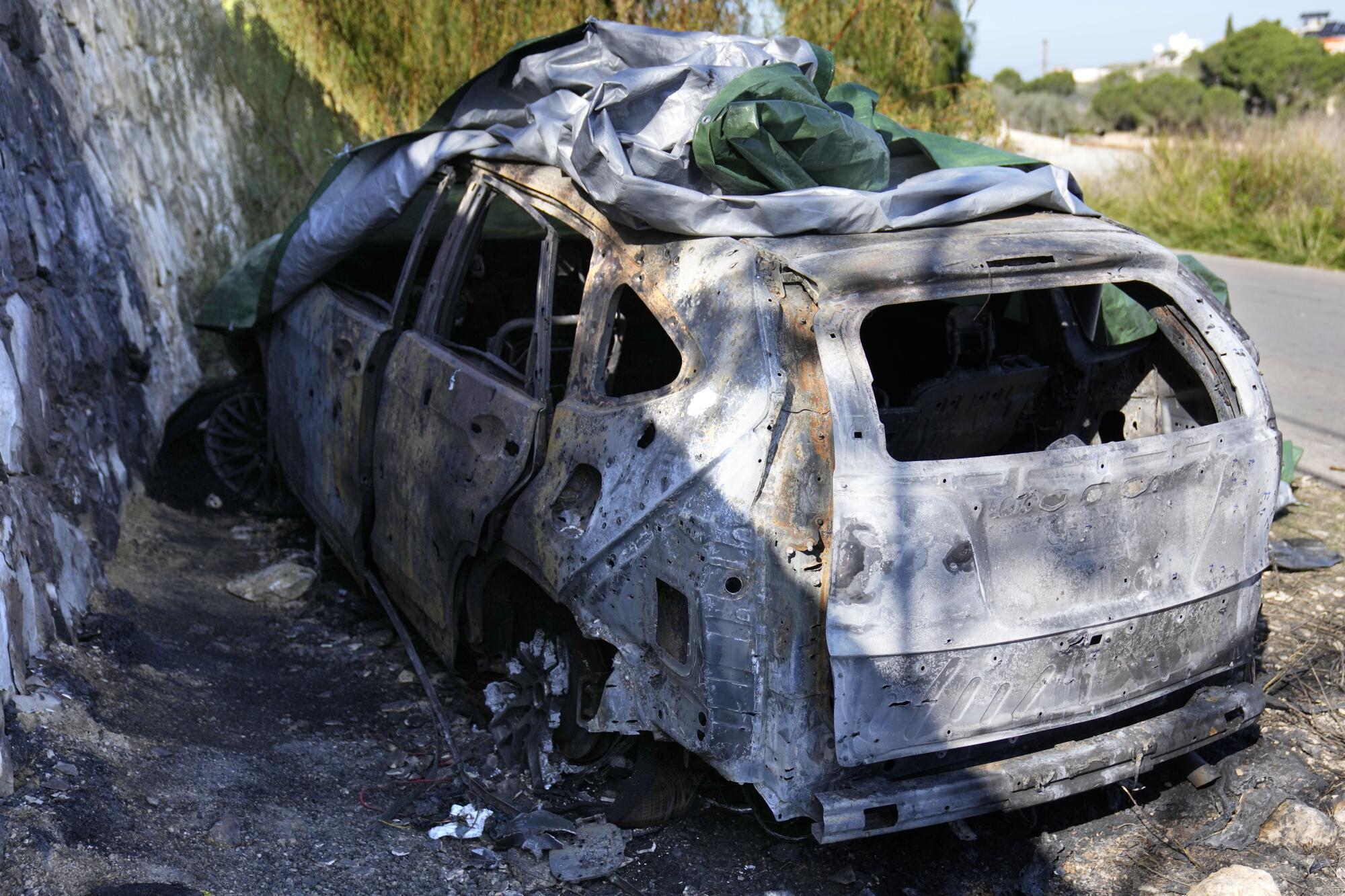 Car destroyed by Israeli airstrike