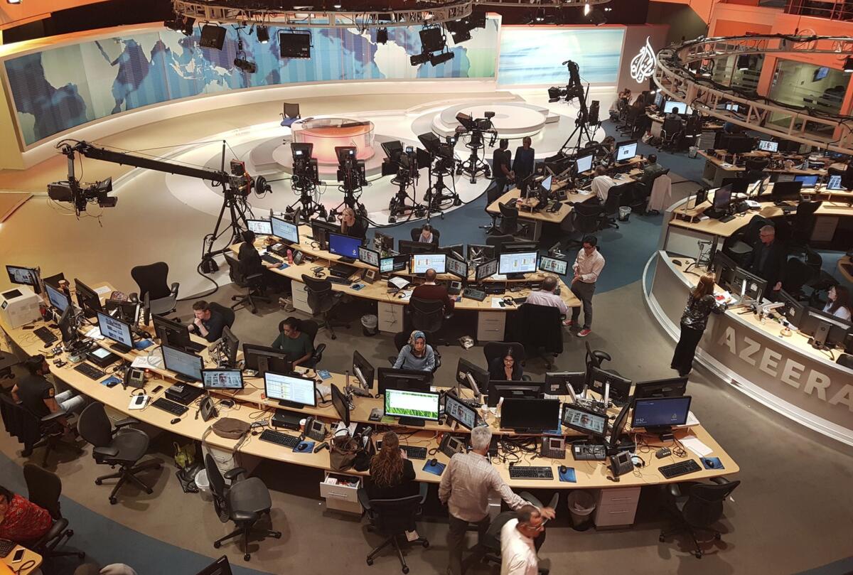 The Al-Jazeera newsroom in Doha, Qatar.