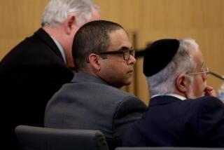 LONG BEACH, CA - APRIL 4, 2024 - - Eddie F. Gonzalez, 51, center, with lead attorney Michael Schwartz, right, and co-counsel, listen as a witness testifies during opening day proceedings in the trial of People vs. Eduardo Gonzalez in Dept. 21 at the Gov. George Deukmejian Courthouse in Long Beach on April 4, 2024. Gonzalez, a former Long Beach school safety officer shot an unarmed 18-year-old in the head near a high school in September 2021. Eddie F. Gonzalez, 51, fired into a fleeing vehicle in late September after a fight between Manuela "Mona" Rodriguez and an unidentified 15-year-old girl one block from Millikan High School. (Genaro Molina/Los Angeles Times)