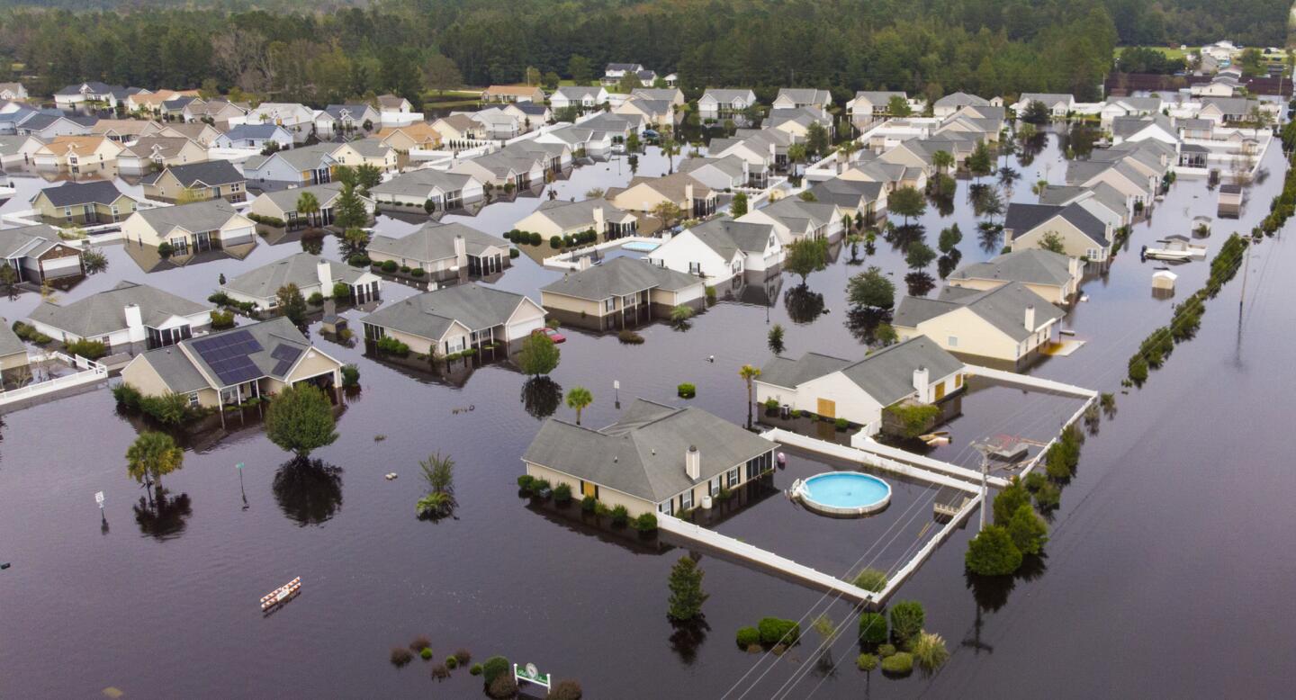 The Polo Farms neighborhood off S.C. Highway 905 is largely underwater on Sept. 24, 2018, in Longs, S.C.