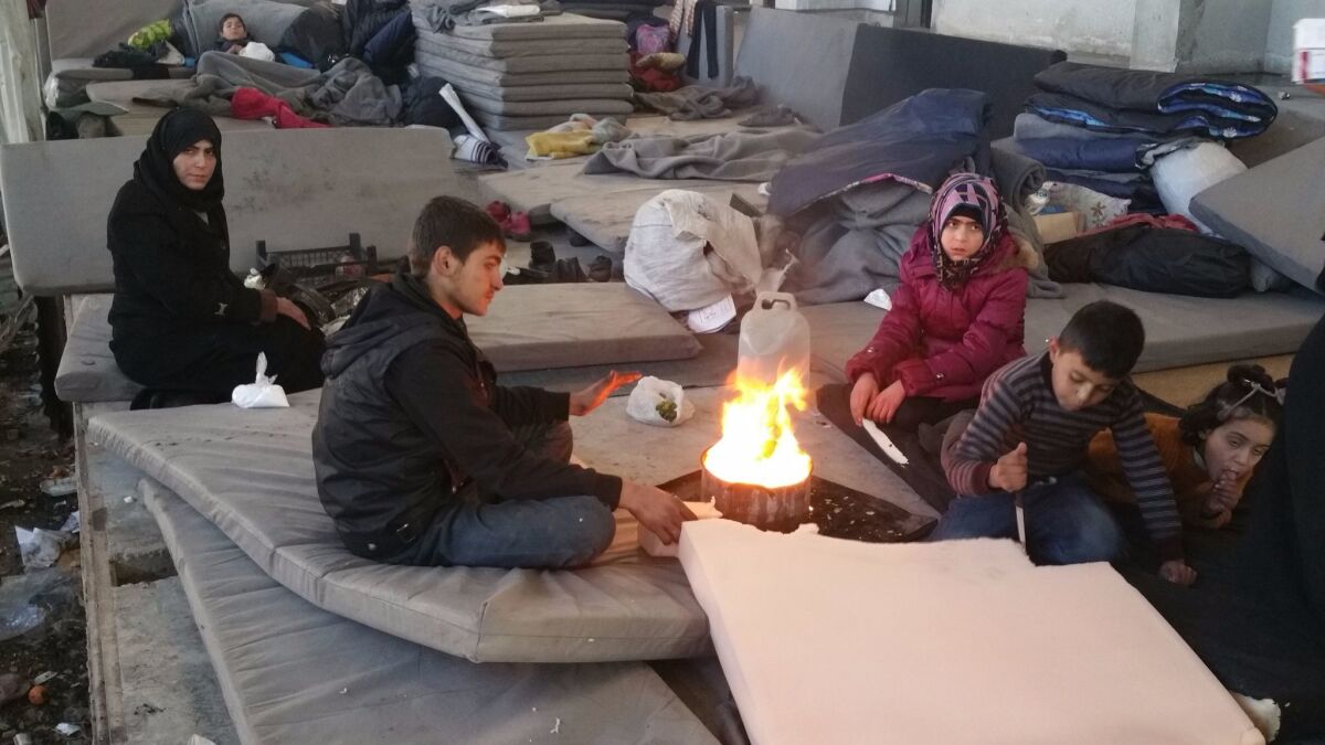Inside a shelter in Jibreen for Syrians who were evacuated from Aleppo's rebel-held eastern districts.