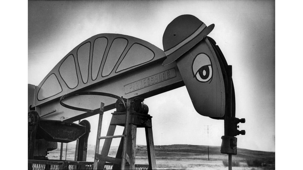 Nov. 20, 1975: The slowest pump in field near Coalinga was dressed up, quite naturally, as a turtle.
