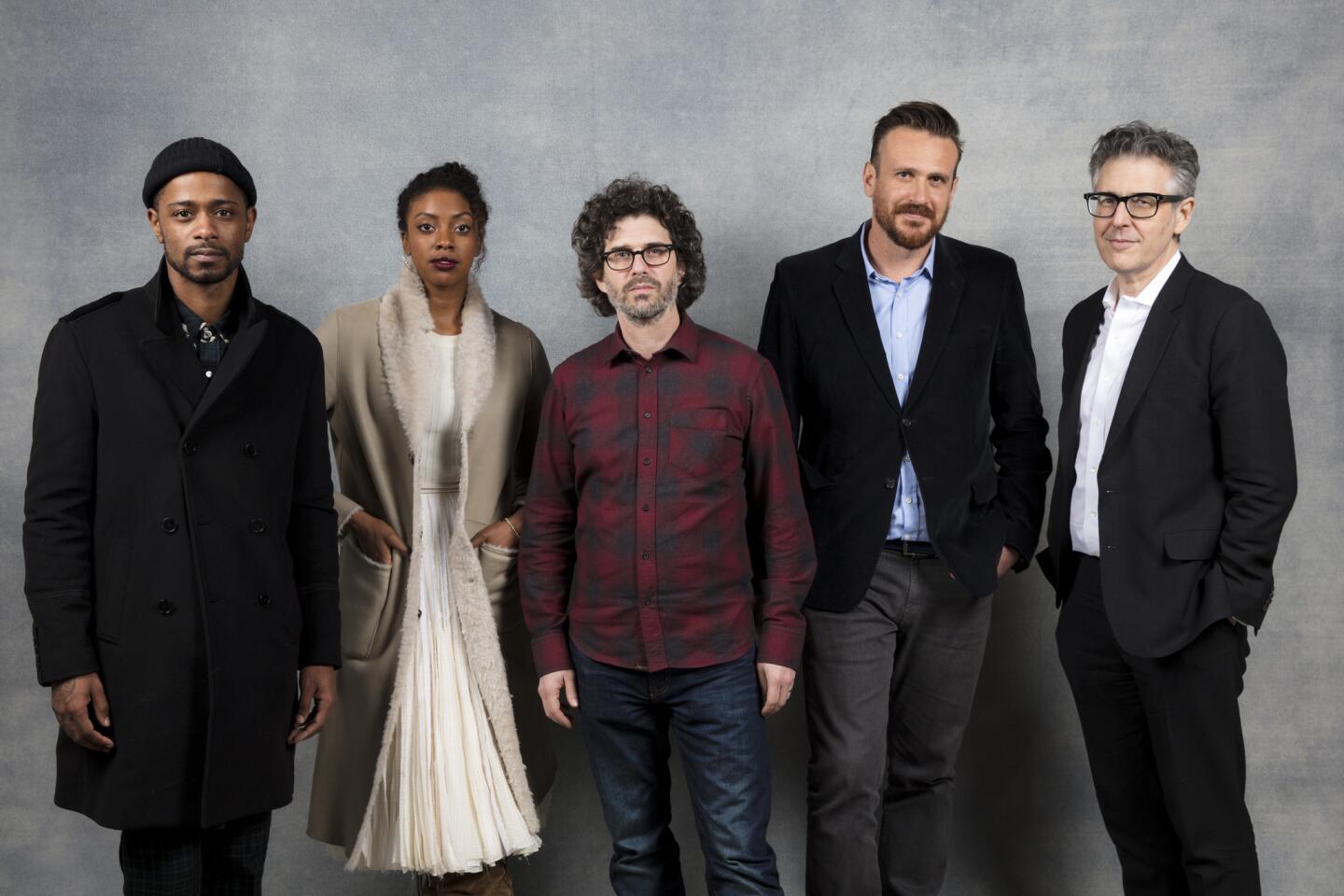 Actor Lakeith Stanfield, actress Condola Rashad, director Joshua Marston, actor Jason Segal and producer Ira Glass, from the film "Come Sunday."