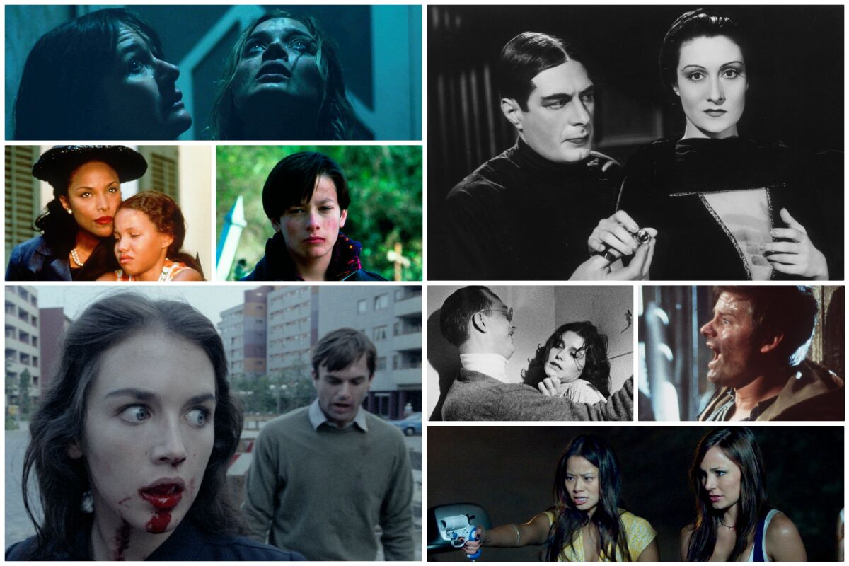 Eight different scenes from scary movies