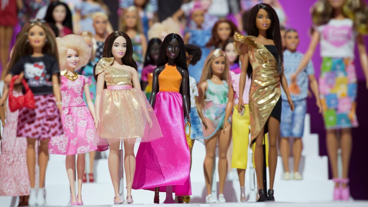 Barbie dolls at the Mattel Toy Fair in New York in February 2018.