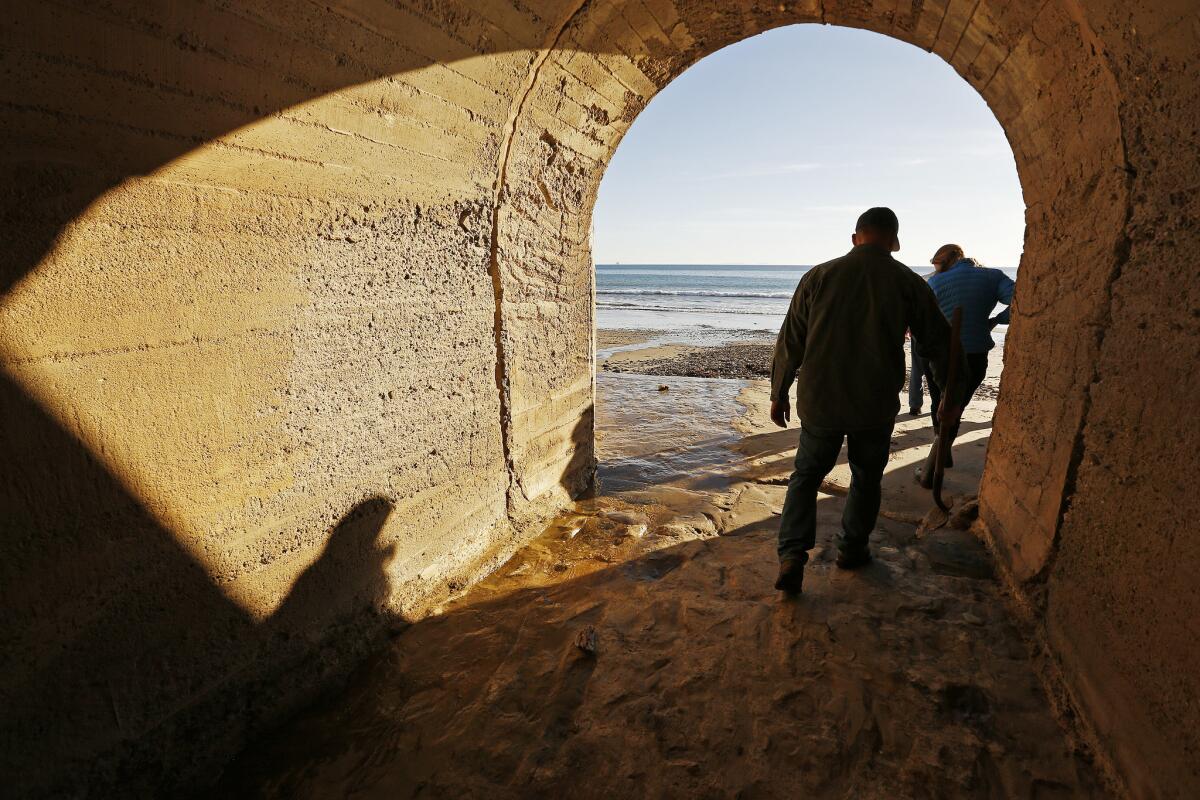 A concrete tunnel is an access way to Cuarta Beach in Hollister Ranch.