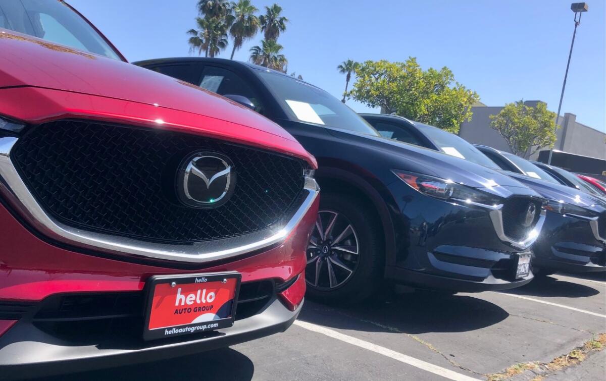 Cars on a dealer lot