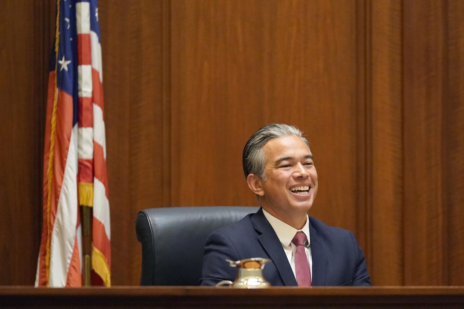 Attorney General of California Rob Bonta speaks during a public hearing held by the Commission on Judicial Appointments