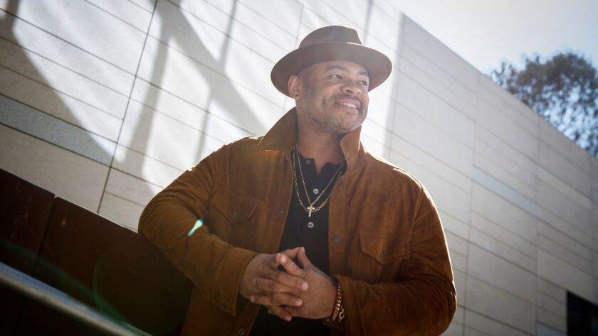 Anthony Hemingway, photographed outside LAPD headquarters, is the executive producer and director of "Unsolved: The Murders of Tupac and the Notorious B.I.G."