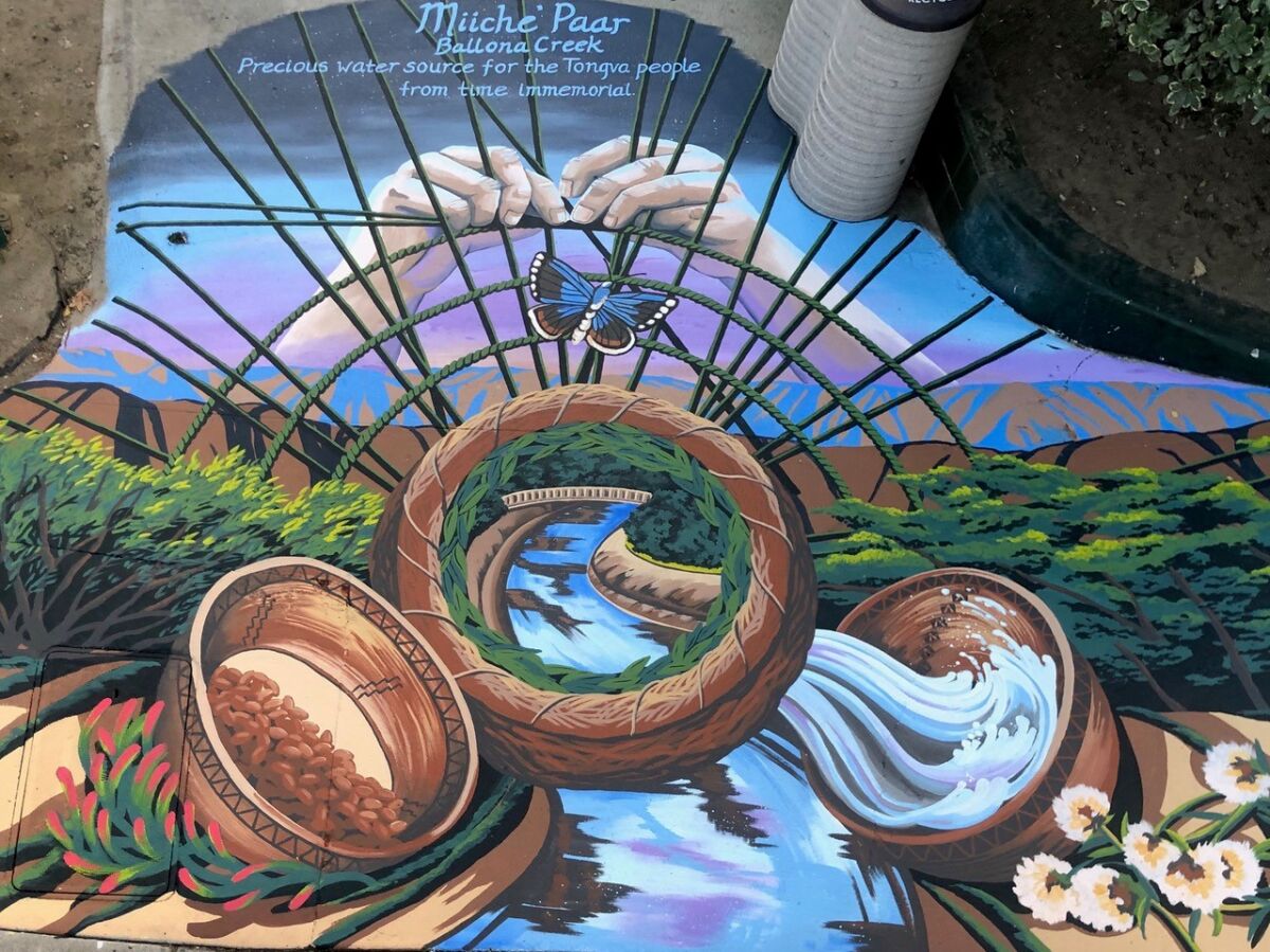 One of several murals along Ballona Creek, created by artist Lindsay Carron with help from Culver City High School students.